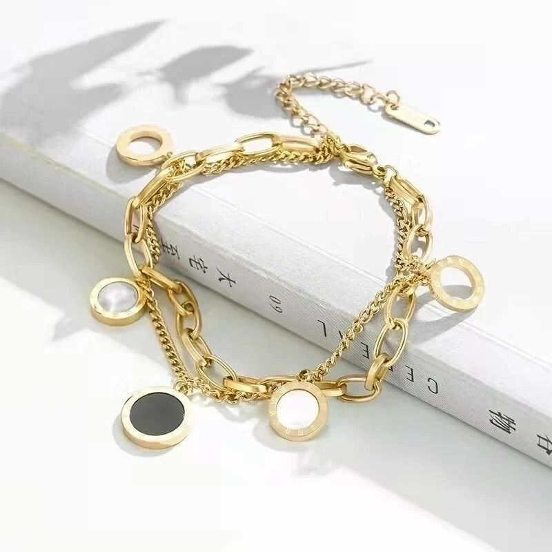 gold-tone layered charm bracelet