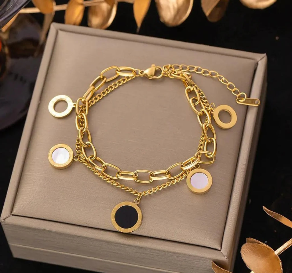 gold-tone layered charm bracelet