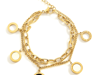 gold-tone layered charm bracelet