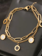 gold-tone layered charm bracelet