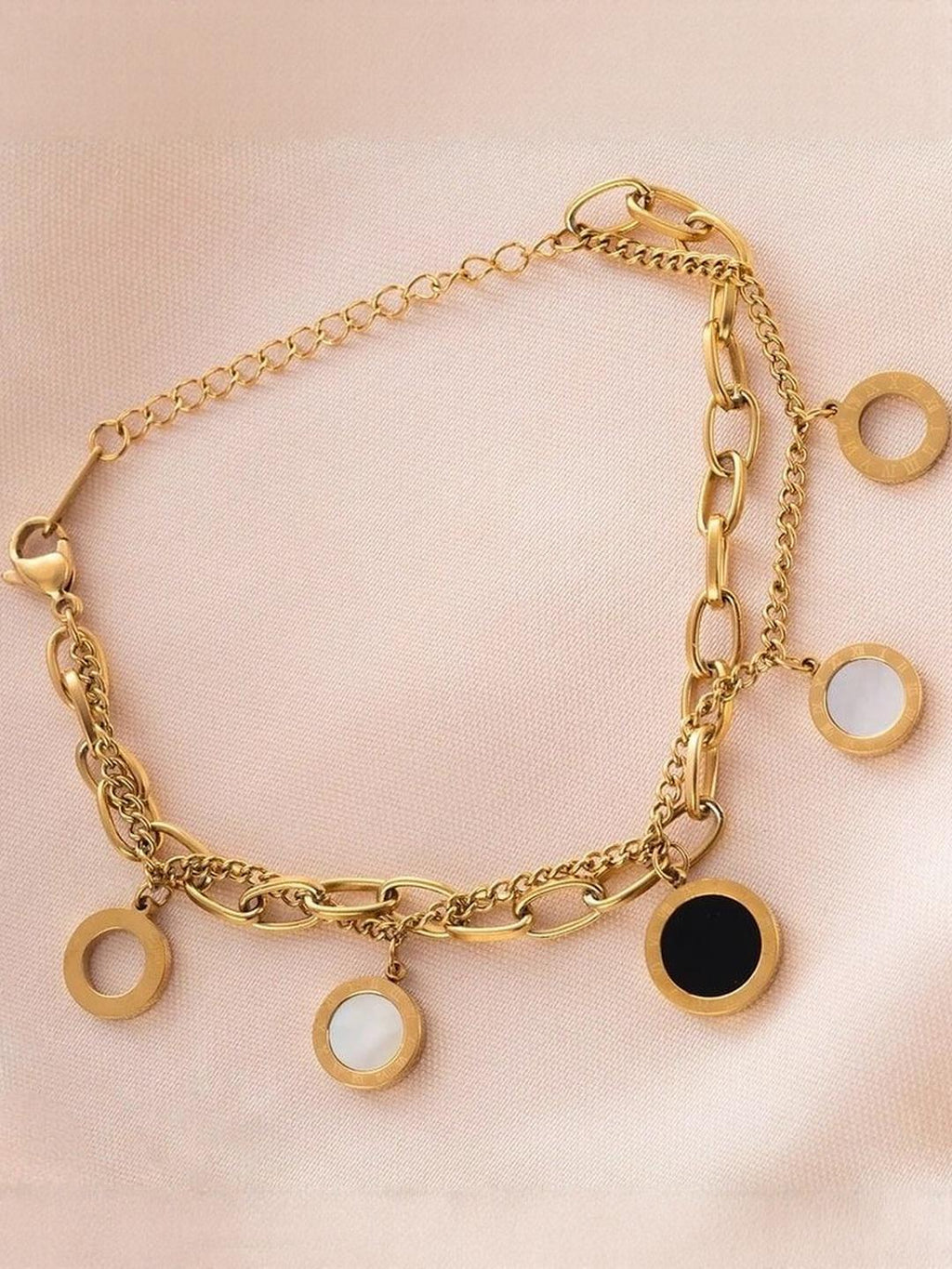 gold-tone layered charm bracelet
