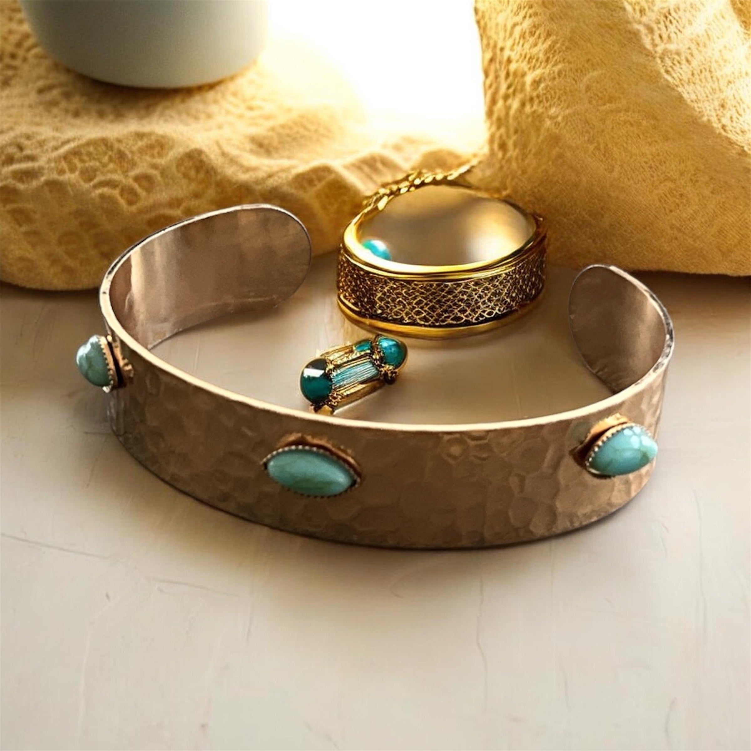 hammered gold-tone cuff bracelet